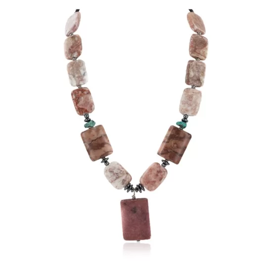 Certified Authentic Navajo .925 Sterling Silver Natural Turquoise Hematite and Jasper Native American Necklace 750122-41 Certified Authentic Navajo .925 Sterling Silver Natural Turquoise Hematite and Jasper Native American Necklace 750122-41