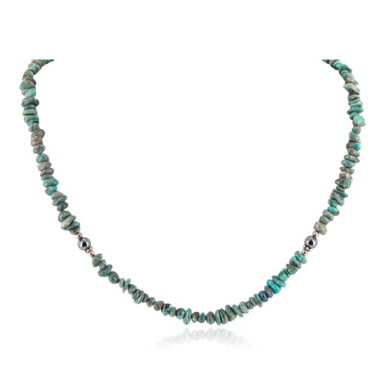 Certified Authentic Navajo .925 Sterling Silver Natural Turquoise Hematite Native American Necklace 15979-50 Certified Authentic Navajo .925 Sterling Silver Natural Turquoise Hematite Native American Necklace 15979-50