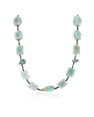 Certified Authentic Navajo .925 Sterling Silver Natural Turquoise JADE 91 Native American Necklace 15755-91