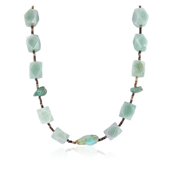 Certified Authentic Navajo .925 Sterling Silver Natural Turquoise JADE 91 Native American Necklace 15755-91