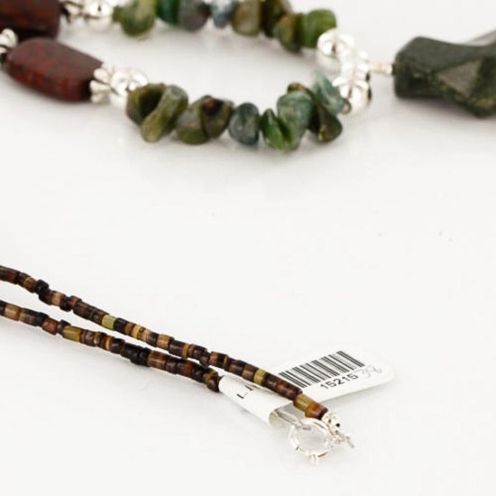 Certified Authentic Navajo .925 Sterling Silver Natural Turquoise Jade Native American Necklace 15215-38 Certified Authentic Navajo .925 Sterling Silver Natural Turquoise Jade Native American Necklace 15215-38