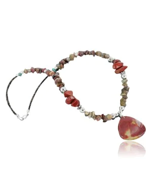 Certified Authentic Navajo .925 Sterling Silver Natural Turquoise Jasper Agate Native American Necklace 390685406880