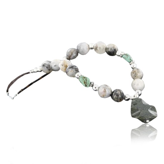Certified Authentic Navajo .925 Sterling Silver Natural Turquoise Jasper Agate Native American Necklace 752100-20 Certified Authentic Navajo .925 Sterling Silver Natural Turquoise Jasper Agate Native American Necklace 752100-20