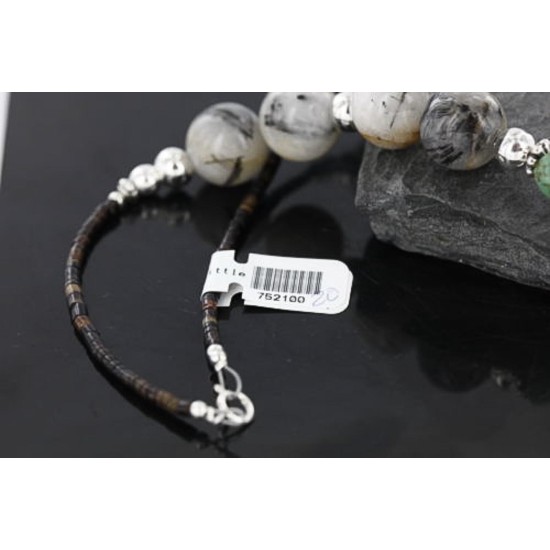 Certified Authentic Navajo .925 Sterling Silver Natural Turquoise Jasper Agate Native American Necklace 752100-20 Certified Authentic Navajo .925 Sterling Silver Natural Turquoise Jasper Agate Native American Necklace 752100-20