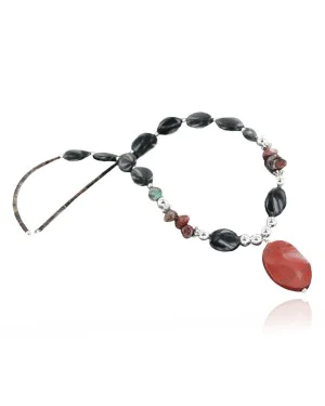 Certified Authentic Navajo .925 Sterling Silver Natural Turquoise Jasper and Onyx Native American Necklace 15432-28 Certified Authentic Navajo .925 Sterling Silver Natural Turquoise Jasper and Onyx Native American Necklace 15432-28