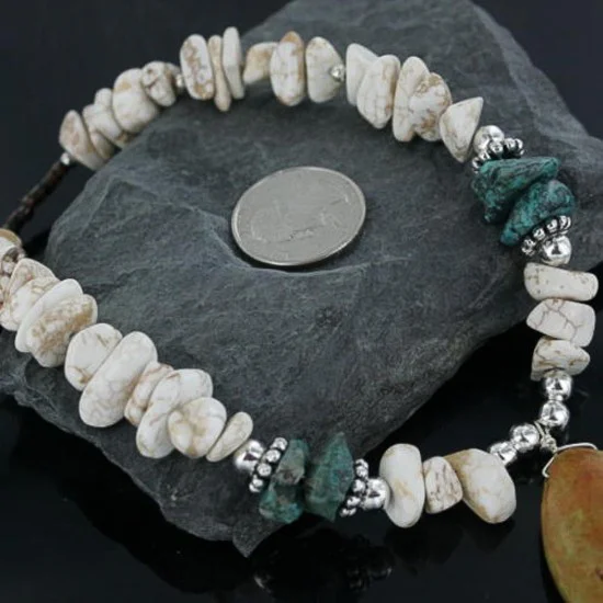 Certified Authentic Navajo .925 Sterling Silver Natural Turquoise Jasper Native American Necklace 15213-21 Certified Authentic Navajo .925 Sterling Silver Natural Turquoise Jasper Native American Necklace 15213-21