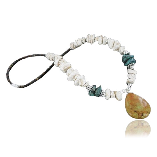 Navajo .925 Sterling Silver Natural Turquoise Jasper Native American Necklace 15213-21 Navajo .925 Sterling Silver Natural Turquoise Jasper Native American Necklace 15213-21