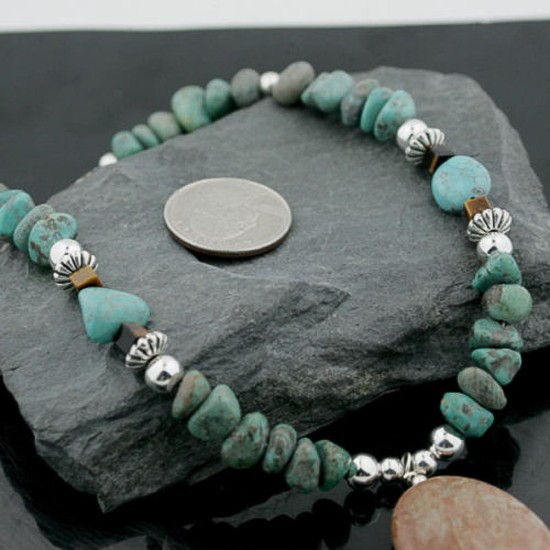 Certified Authentic Navajo .925 Sterling Silver Natural Turquoise Jasper Native American Necklace 15265-1 Certified Authentic Navajo .925 Sterling Silver Natural Turquoise Jasper Native American Necklace 15265-1