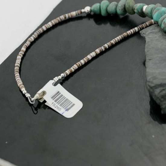Certified Authentic Navajo .925 Sterling Silver Natural Turquoise Jasper Native American Necklace 15265-1 Certified Authentic Navajo .925 Sterling Silver Natural Turquoise Jasper Native American Necklace 15265-1