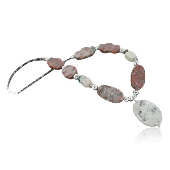 Certified Authentic Navajo .925 Sterling Silver Natural Turquoise Jasper Native American Necklace 15632-45 Certified Authentic Navajo .925 Sterling Silver Natural Turquoise Jasper Native American Necklace 15632-45