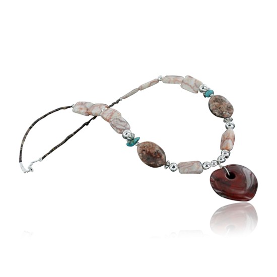 Certified Authentic Navajo .925 Sterling Silver Natural Turquoise Jasper Native American Necklace 15632-68