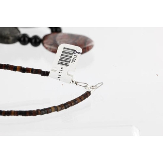 Navajo .925 Sterling Silver Natural Turquoise Jasper Native American Necklace 15813-8 Navajo .925 Sterling Silver Natural Turquoise Jasper Native American Necklace 15813-8
