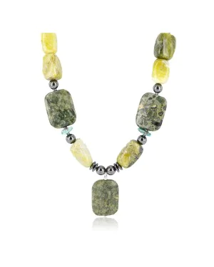 Certified Authentic Navajo .925 Sterling Silver Natural Turquoise Jasper Native American Necklace 15888-12