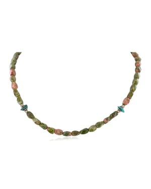 Certified Authentic Navajo .925 Sterling Silver Natural Turquoise Jasper Native American Necklace 16037-4