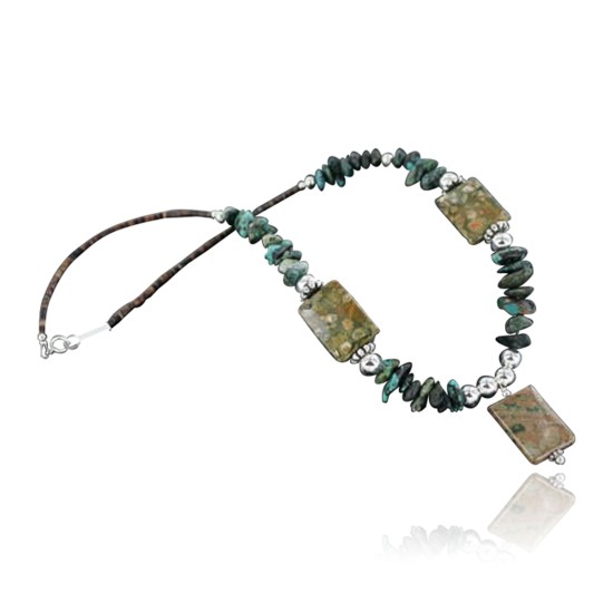 Certified Authentic Navajo .925 Sterling Silver Natural Turquoise Jasper Native American Necklace 370902838096 Certified Authentic Navajo .925 Sterling Silver Natural Turquoise Jasper Native American Necklace 370902838096