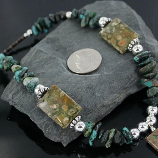 Certified Authentic Navajo .925 Sterling Silver Natural Turquoise Jasper Native American Necklace 370902838096 Certified Authentic Navajo .925 Sterling Silver Natural Turquoise Jasper Native American Necklace 370902838096
