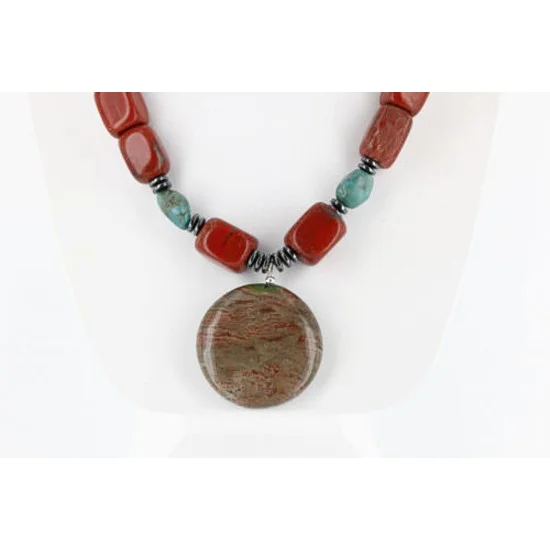 Certified Authentic Navajo .925 Sterling Silver Natural Turquoise Jasper Native American Necklace 370990606239 Certified Authentic Navajo .925 Sterling Silver Natural Turquoise Jasper Native American Necklace 370990606239
