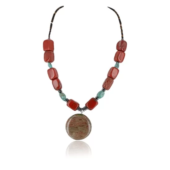 Certified Authentic Navajo .925 Sterling Silver Natural Turquoise Jasper Native American Necklace 370990606239 Certified Authentic Navajo .925 Sterling Silver Natural Turquoise Jasper Native American Necklace 370990606239
