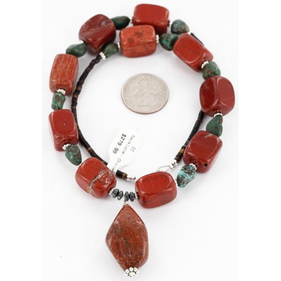 Certified Authentic Navajo .925 Sterling Silver Natural Turquoise Jasper Native American Necklace 390794816080 Certified Authentic Navajo .925 Sterling Silver Natural Turquoise Jasper Native American Necklace 390794816080