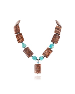Certified Authentic Navajo .925 Sterling Silver Natural Turquoise Jasper Native American Necklace 390854107590