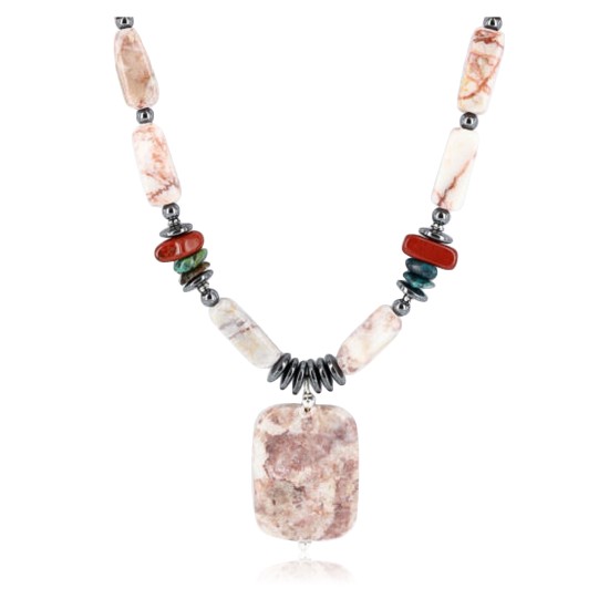 Certified Authentic Navajo .925 Sterling Silver Natural Turquoise Jasper Native American Necklace 750117-2 Certified Authentic Navajo .925 Sterling Silver Natural Turquoise Jasper Native American Necklace 750117-2