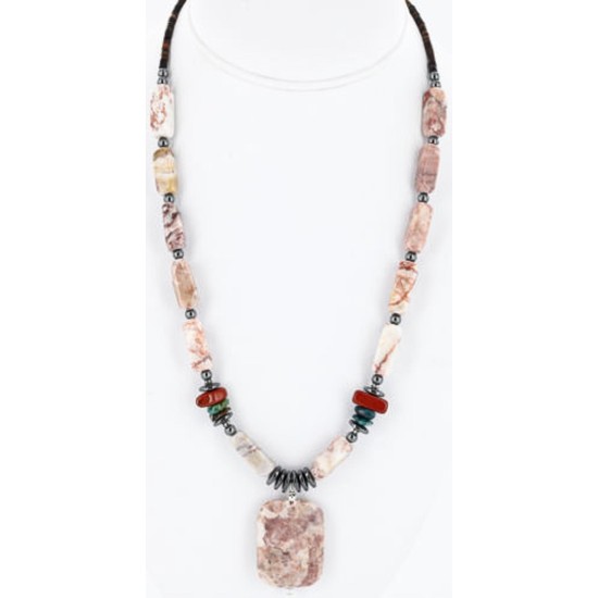 Certified Authentic Navajo .925 Sterling Silver Natural Turquoise Jasper Native American Necklace 750117-2 Certified Authentic Navajo .925 Sterling Silver Natural Turquoise Jasper Native American Necklace 750117-2
