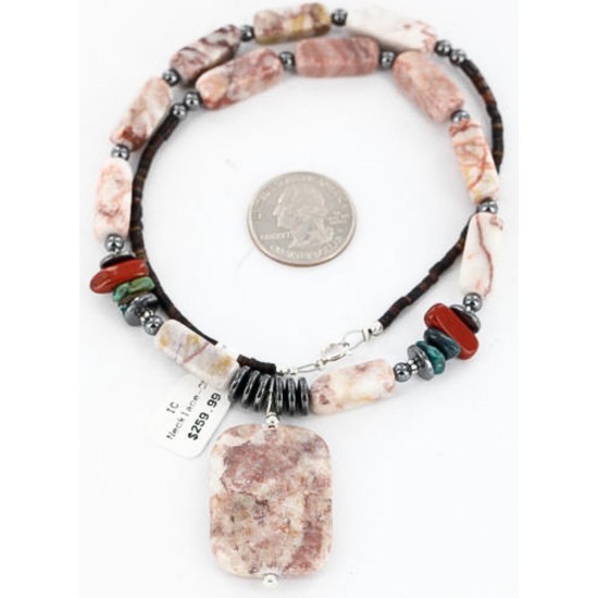 Certified Authentic Navajo .925 Sterling Silver Natural Turquoise Jasper Native American Necklace 750117-2 Certified Authentic Navajo .925 Sterling Silver Natural Turquoise Jasper Native American Necklace 750117-2