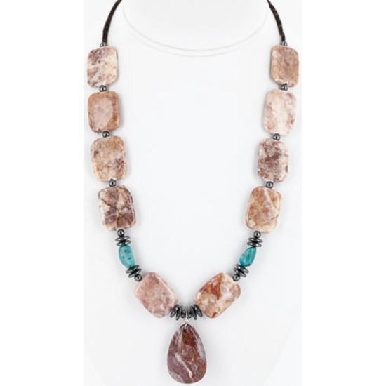 Certified Authentic Navajo .925 Sterling Silver Natural Turquoise Jasper Native American Necklace 750122-1 Certified Authentic Navajo .925 Sterling Silver Natural Turquoise Jasper Native American Necklace 750122-1