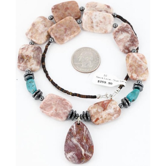 Certified Authentic Navajo .925 Sterling Silver Natural Turquoise Jasper Native American Necklace 750122-1 Certified Authentic Navajo .925 Sterling Silver Natural Turquoise Jasper Native American Necklace 750122-1