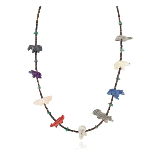 Certified Authentic Navajo .925 Sterling Silver Natural Turquoise Multicolor Stones Heishi Native American Necklace 16084-2 Certified Authentic Navajo .925 Sterling Silver Natural Turquoise Multicolor Stones Heishi Native American Necklace 16084-2