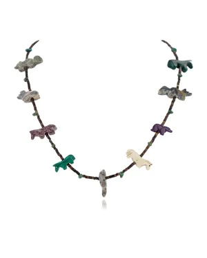 Certified Authentic Navajo .925 Sterling Silver Natural Turquoise Multicolor Stones Native American Necklace 16084-3
