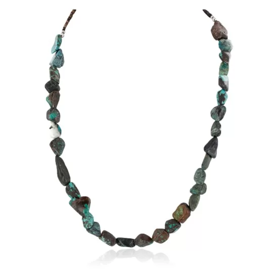 Certified Authentic Navajo .925 Sterling Silver Natural Turquoise Native American Necklace 15341-130 Certified Authentic Navajo .925 Sterling Silver Natural Turquoise Native American Necklace 15341-130