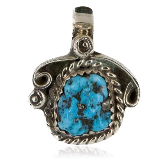 Certified Authentic Navajo .925 Sterling Silver Natural Turquoise Native American Necklace 16088-6