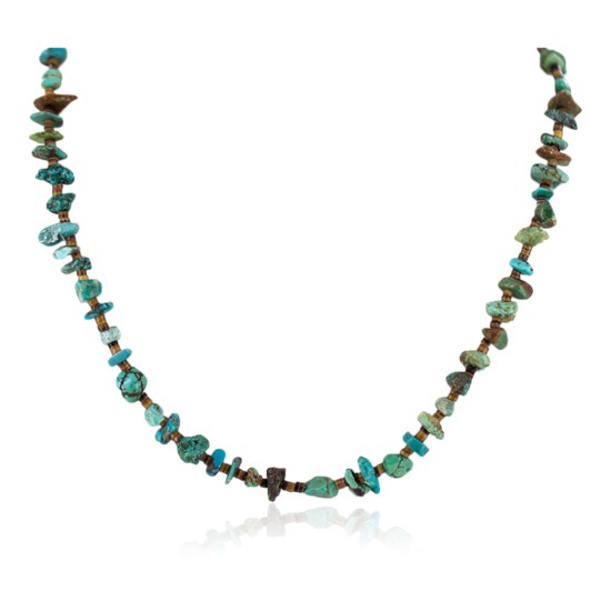 Certified Authentic Navajo .925 Sterling Silver Natural Turquoise Native American Necklace 18194