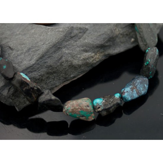 Navajo .925 Sterling Silver Natural Turquoise Necklace 15357-33 Navajo .925 Sterling Silver Natural Turquoise Necklace 15357-33