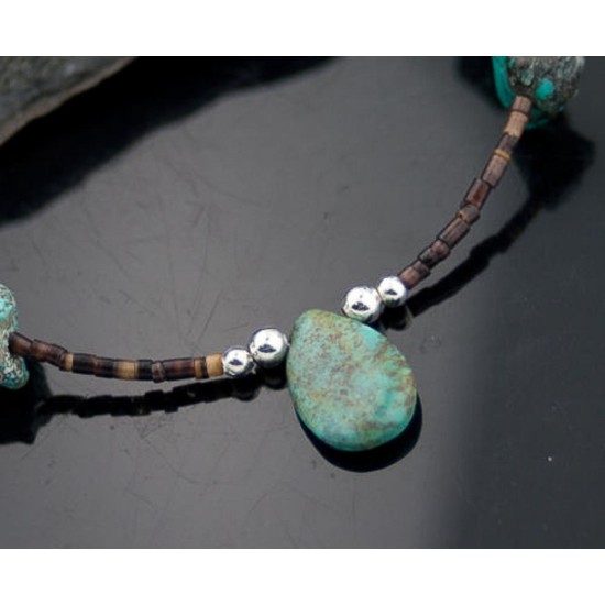 Certified Authentic Navajo .925 Sterling Silver Natural Turquoise Native American Necklace 390642566530