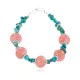 Certified Authentic Navajo .925 Sterling Silver Natural Turquoise Native American Pink Quartz Bracelet 12891-4