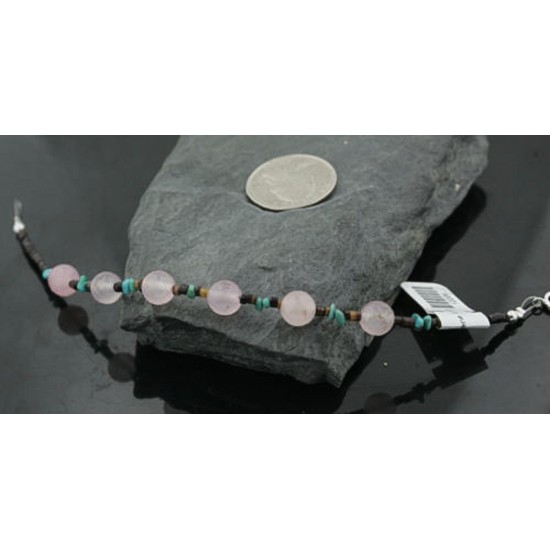 Certified Authentic Navajo .925 Sterling Silver Natural Turquoise Native American Pink Quartz Bracelet 370972176075 Certified Authentic Navajo .925 Sterling Silver Natural Turquoise Native American Pink Quartz Bracelet 370972176075