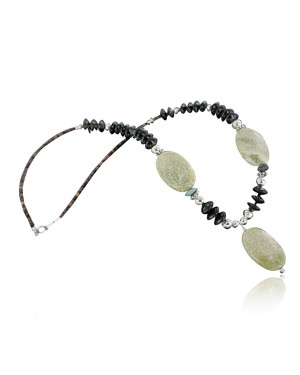 Certified Authentic Navajo .925 Sterling Silver Natural Turquoise Onyx Native American Necklace 15151-10