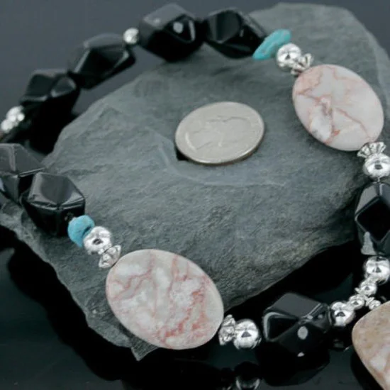 Certified Authentic Navajo .925 Sterling Silver Natural Turquoise Onyx Native American Necklace 15215-19 Certified Authentic Navajo .925 Sterling Silver Natural Turquoise Onyx Native American Necklace 15215-19