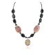 Certified Authentic Navajo .925 Sterling Silver Natural Turquoise Pink Jasper Black Onyx Hematite Native American Necklace 16092-2