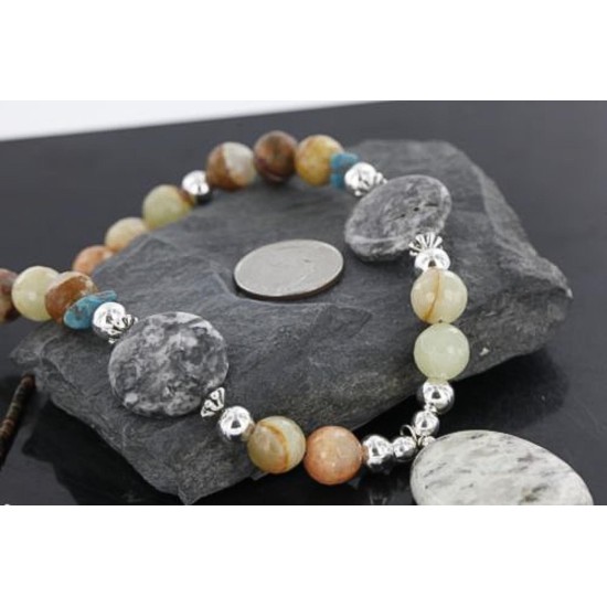 Certified Authentic Navajo .925 Sterling Silver Natural Turquoise Quartz Native American Necklace 15265-181 Certified Authentic Navajo .925 Sterling Silver Natural Turquoise Quartz Native American Necklace 15265-181