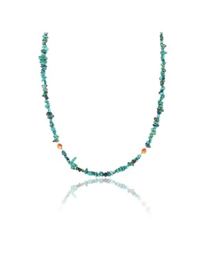 Certified Authentic Navajo .925 Sterling Silver Natural Turquoise Quartz Native American Necklace 750124-23