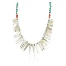 Certified Authentic Navajo .925 Sterling Silver Natural Turquoise Spiny Oyster and Smoky Quartz Native American Necklace 25256