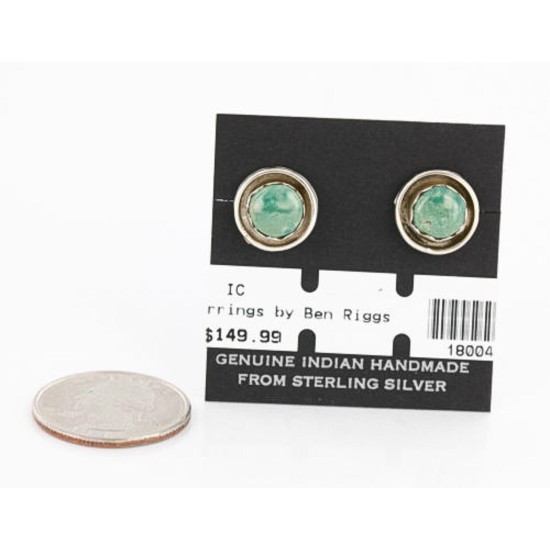 Certified Authentic Navajo .925 Sterling Silver Natural Turquoise Stud Native American Earrings 370986851676 All Products 370986851676 370986851676 (by LomaSiiva)