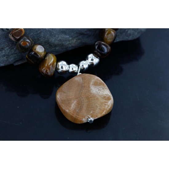 Certified Authentic Navajo .925 Sterling Silver Natural Turquoise Tigers Eye Jasper Native American Necklace 15824-9 Certified Authentic Navajo .925 Sterling Silver Natural Turquoise Tigers Eye Jasper Native American Necklace 15824-9