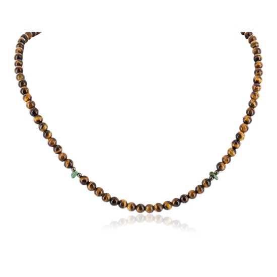 Certified Authentic Navajo .925 Sterling Silver Natural Turquoise Tigers Eye Native American Necklace 15786-101 Certified Authentic Navajo .925 Sterling Silver Natural Turquoise Tigers Eye Native American Necklace 15786-101