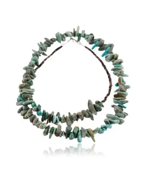 Certified Authentic Navajo .925 Sterling Silver ROUGH  Turquoise Native American Necklace 750109-5