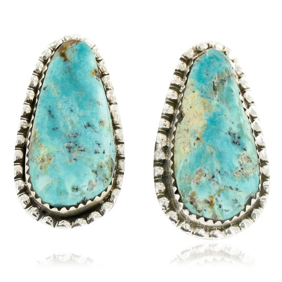 Certified Authentic Navajo .925 Sterling Silver Stud Native American Earrings Natural Turquoise Native American Earrings 24379-0 All Products 371196369474 24379-0 (by LomaSiiva)
