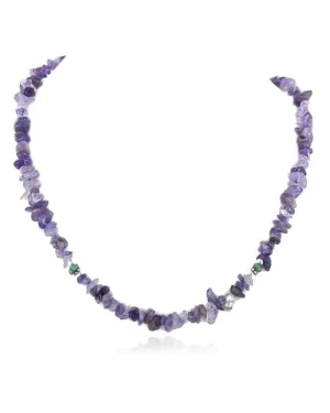 Certified Authentic Navajo .925 Sterling Silver Turquoise & Amethyst Chain Native American Necklace 15917-19